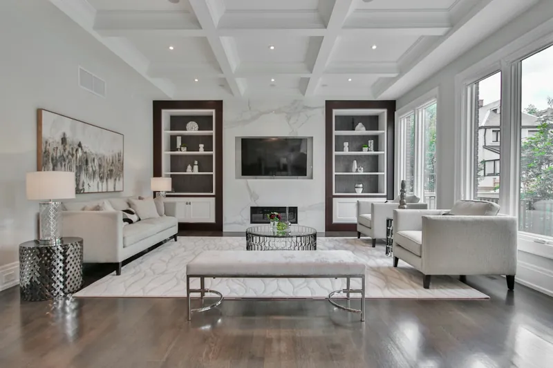 Flat-screen television in a home entertainment area